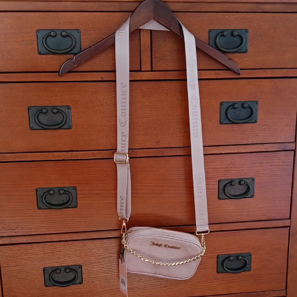 NWT Juicy Couture Pink Dusty Blush Slim Camera Bag & Envelope Card Case.